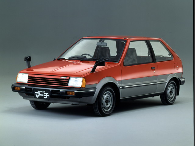 ▲1974年に製造が終わった初代チェリー以来となる日産のリッターカーとして1982年に登場した初代マーチ。前年の東京モーターショーで展示されてから約1年間におよぶキャンペーンによる一般公募でマーチという名前に決まりました。応募総数は約565万件に及んだそうです